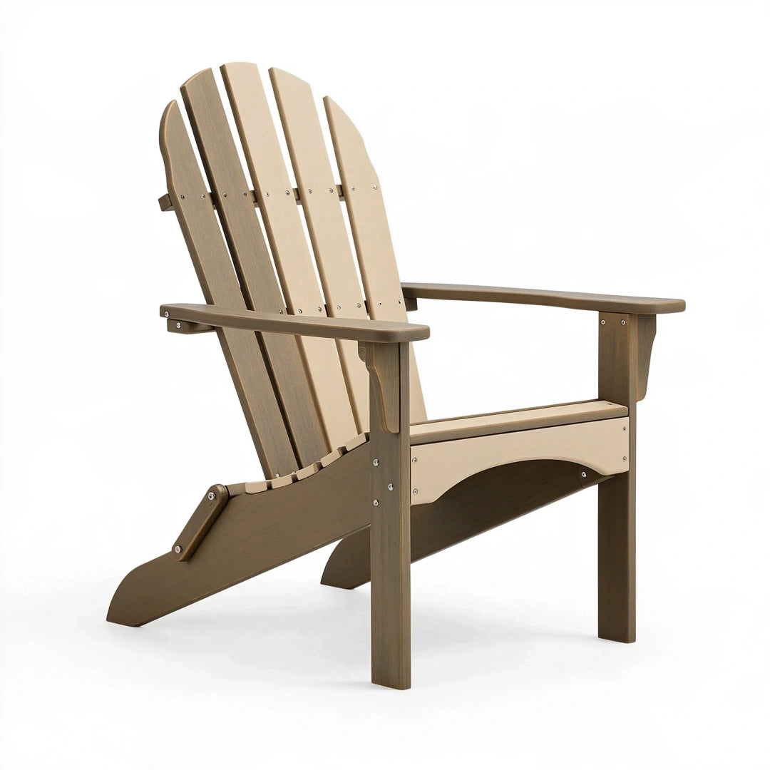 Adirondack Gartenstuhl 83 x 78 x 98 cm aus Kunststoff Braun Beige mit verstellbarer Rückenlehne