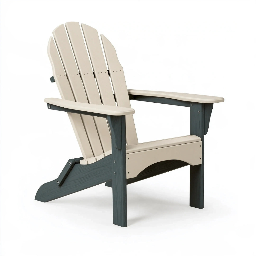 Adirondack Gartenstuhl 80 x 78 x 95 cm aus Kunststoff Beige Anthrazit mit breiten Armlehnen