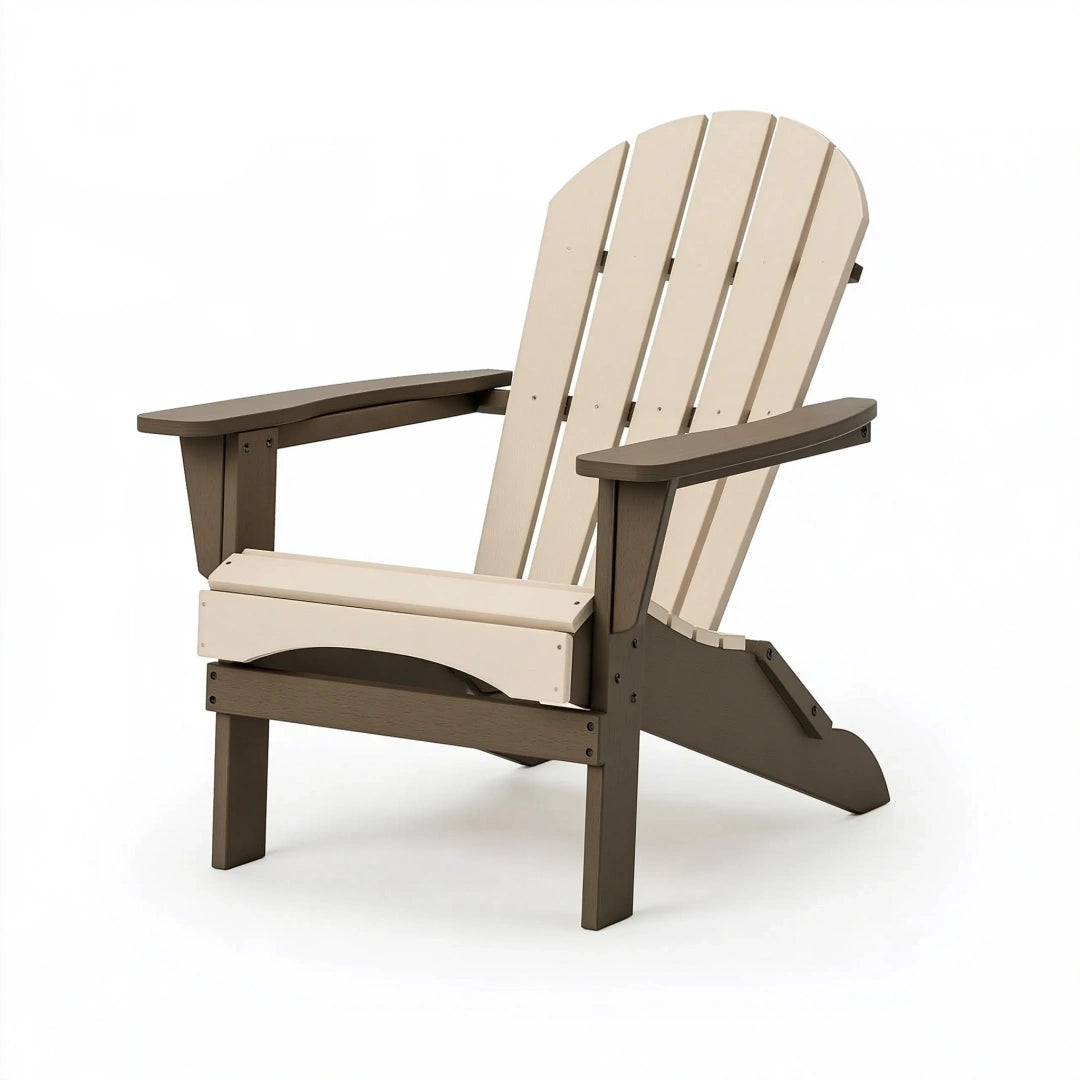 Adirondack Gartenstuhl 83 x 79 x 95 cm Kunststoff Beige/Braun mit breiten Armlehnen