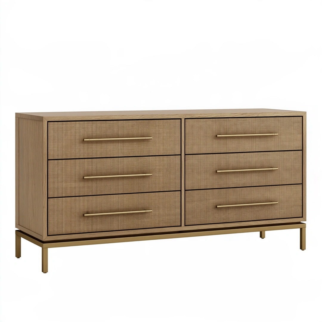 Kommode 150 x 45 x 85 cm Holzwerkstoff Braun mit 6 Schubladen im modernen Stil