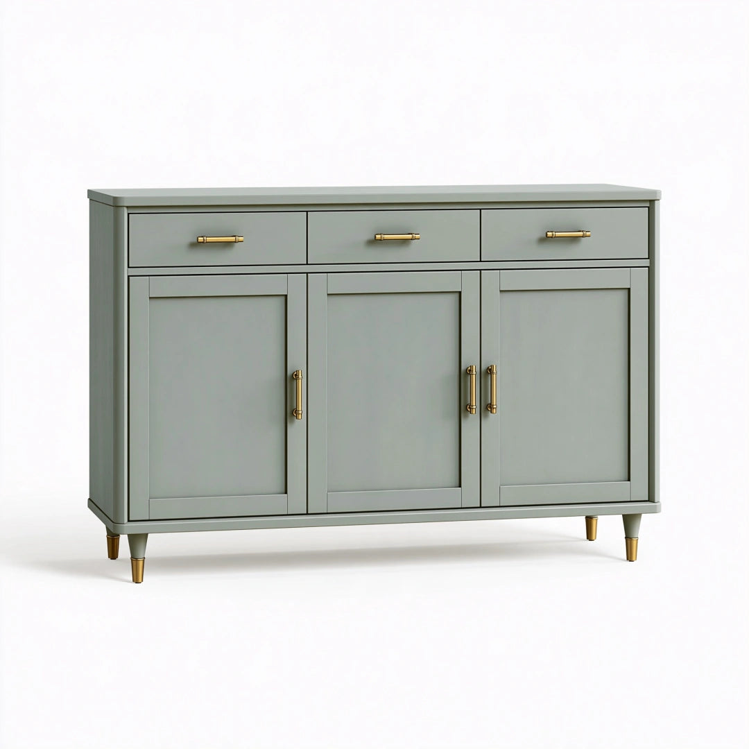 Sideboard 140 x 40 x 90 cm salbeigrün aus Holzwerkstoff mit 3 Schubladen und 3 Türen