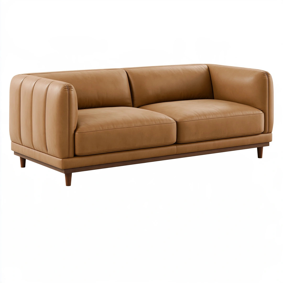 2-Sitzer Sofa 220 cm cognacbraun Lederoptik modernes Wohnzimmer