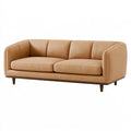 2-Sitzer Sofa 210 cm Kunstleder Beige - Modernes Wohnzimmer Sofa mit Holzfüßen