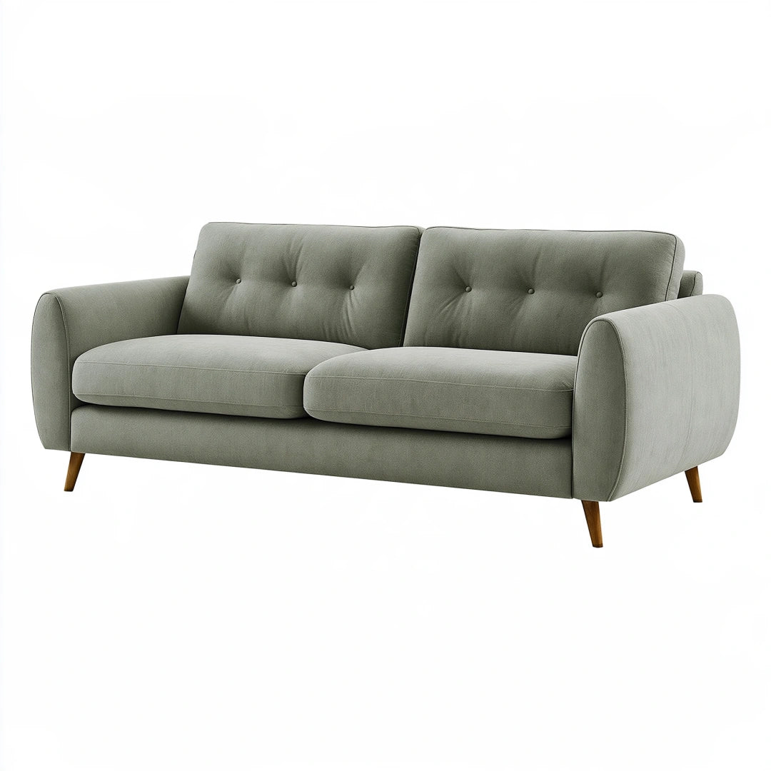 2-Sitzer Sofa 160 x 85 x 85 cm Stoff Salbeigrün mit Holzfüßen