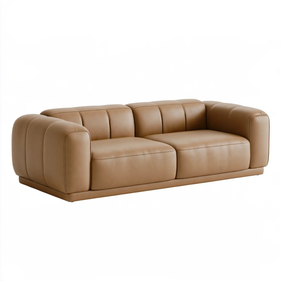 2-Sitzer Sofa 220 x 95 x 75 cm Kunstleder Beige modernes Wohnzimmermöbel
