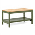 Werkbank 120 x 60 x 85 cm mit Holzplatte und Stahlgestell Grün Industriestil