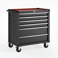Werkzeugwagen 80 x 46 x 97 cm aus Stahl schwarz rot mit 6 Schubladen abschließbar