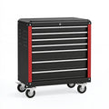 Werkzeugwagen 76 x 46 x 98 cm aus Stahl Schwarz Rot mit 7 Schubladen und Rollen